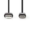 CAVO CELLULARE USB NEDIS CCGP60600BK10 DATI USB 2.0 A TYPE-C Maschio - A Maschio 1m Nero